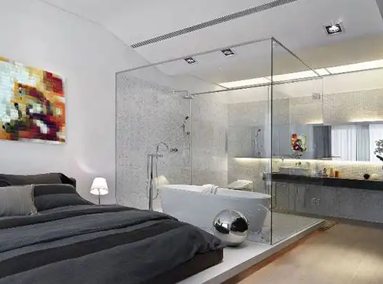 Vẻ đẹp phòng tắm kính từ vách ngăn kính cường lực