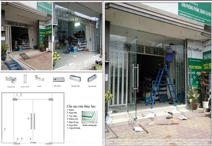 Cửa kính bản lề sàn