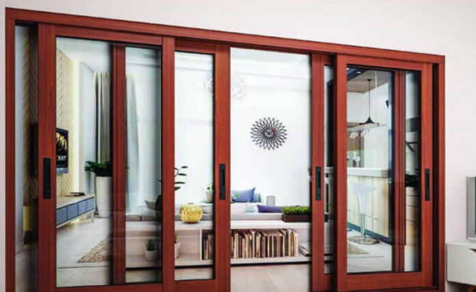 Cửa kính cường lực trượt khung gỗ