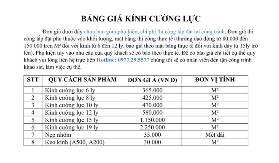 giá vách kính cường lực