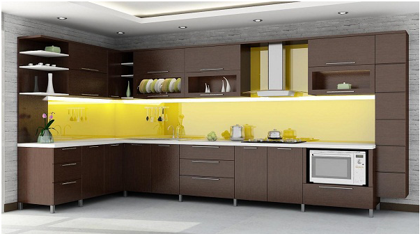 kính mầu ốp bếp tại hà nội