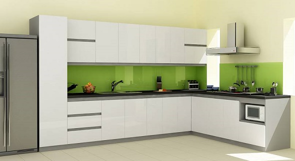 Kính Màu Ốp Bếp Màu Xanh Lá Mạ  