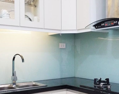 Kính Ốp Bếp Màu Xanh Trắng  2