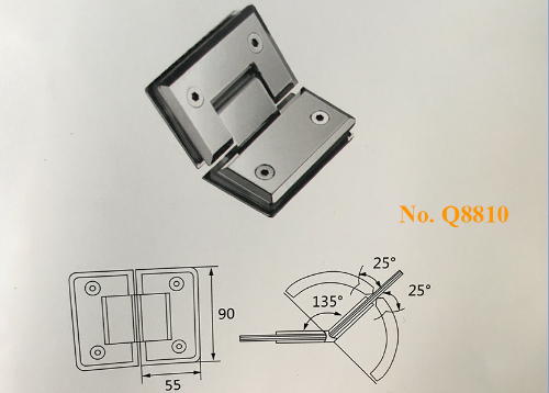 Bản lề vách tắm kính 135 độ 
