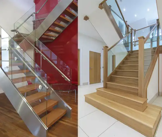 mẫu lan can cầu thang kính được sử dụng nhiều
