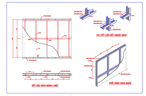 Bản Vẽ Vách Kính Cường Lực Nhôm Kính  1