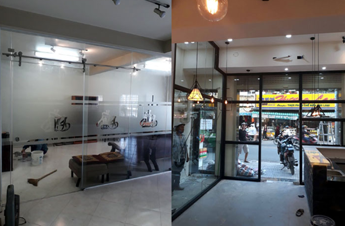 Cửa kính cường lực shop thời trang