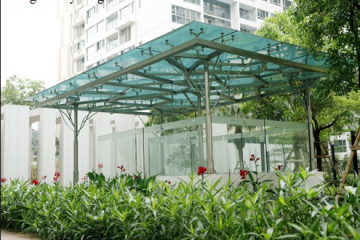 Thi công mái kính cường lực trang trí ngoại thất