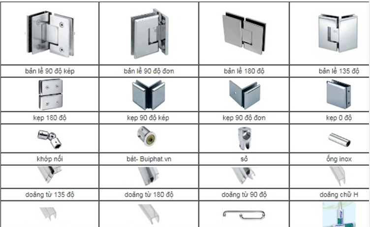 BÁO GIÁ PHỤ KIỆN PHÒNG TẮM KÍNH VVP, HAFELE, KINLONG, NEWSTAR,ADLER...