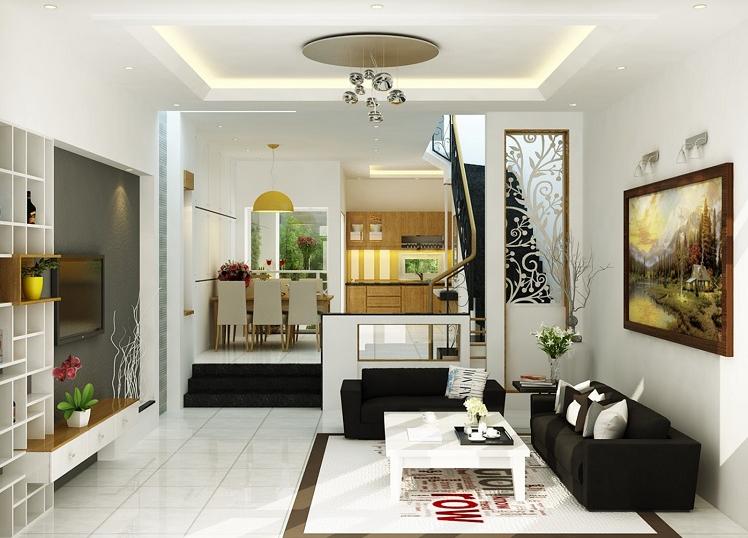 Ứng dụng vách ngăn kính trong nội thất nhà ống đẹp