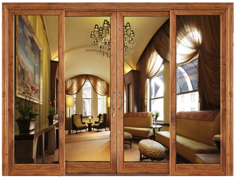 cửa kính cường lực khung gỗ đẹp