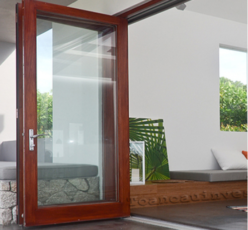 Cửa kính cường lực vân gỗ 1