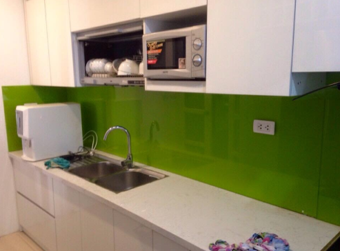 Kính Ốp Bếp Màu Xanh Non 1
