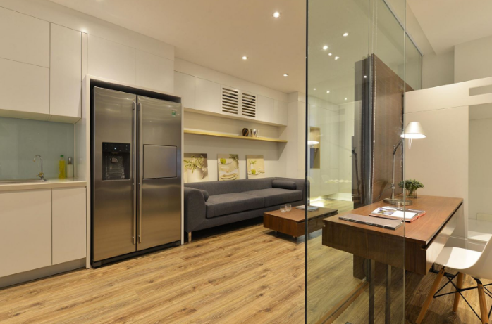 Mẫu vách kính phòng khách