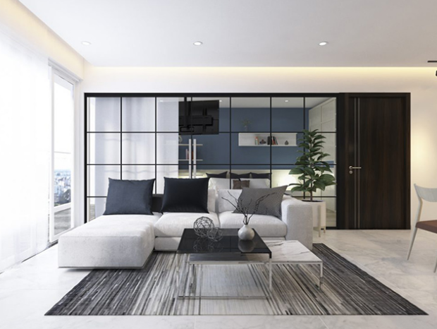 Mẫu vách kính phòng khách 2