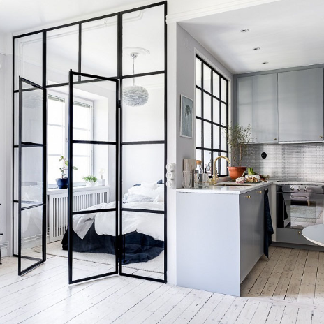 Vách kính ngăn phòng ngủ 1